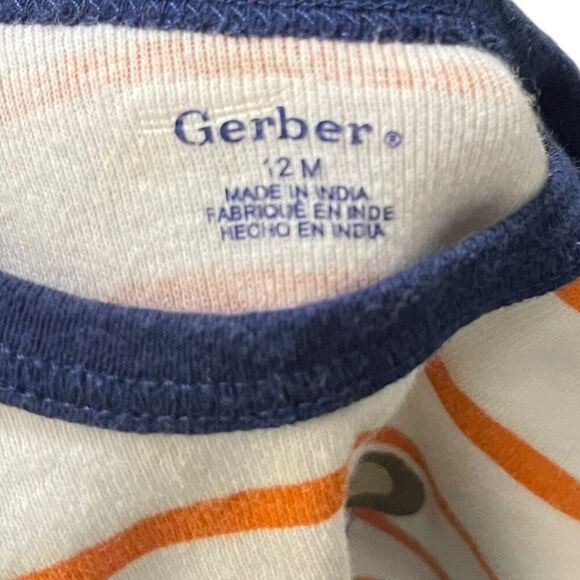 Gerber Graphic Print Bodysuit Onesie Baby Boy 12 Months Multicolored Striped Top - Picture 7 of 8